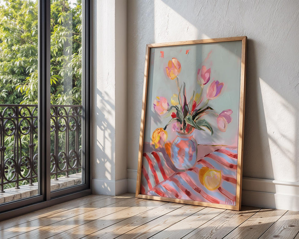Modern Tulip Art Print | Colorful Botanical Painting wall art print, modern home decor, unframed artwork by Nomad & Nest
