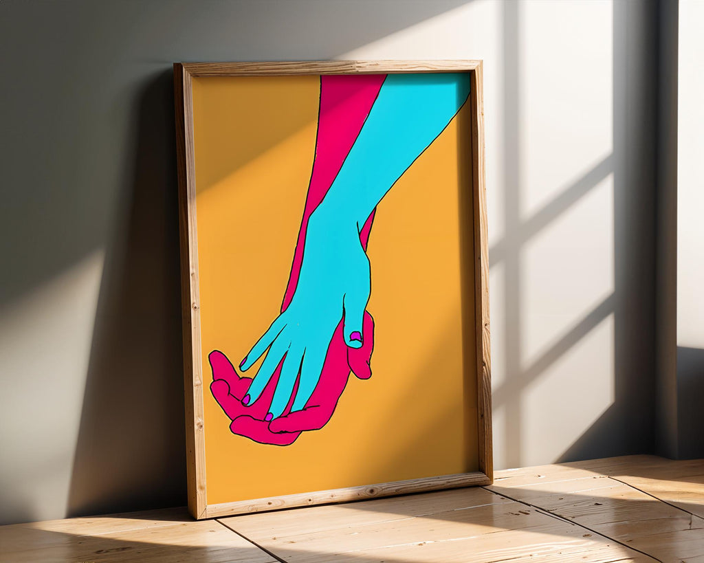 Modern Pop Art | Abstract Holding Hands  Print | Modern  Love Poster wall art print, modern home decor, unframed artwork by Nomad & Nest