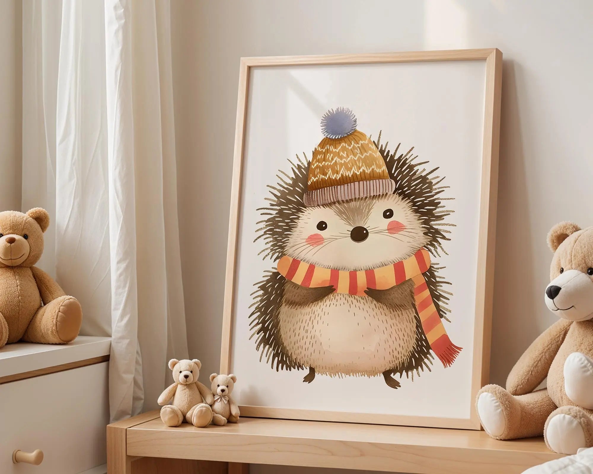 Playroom Ideas | Hedgehog Nursery Wall Art | Autumn Woodland Animal Print wall art print, modern home decor, unframed artwork by Nomad & Nest