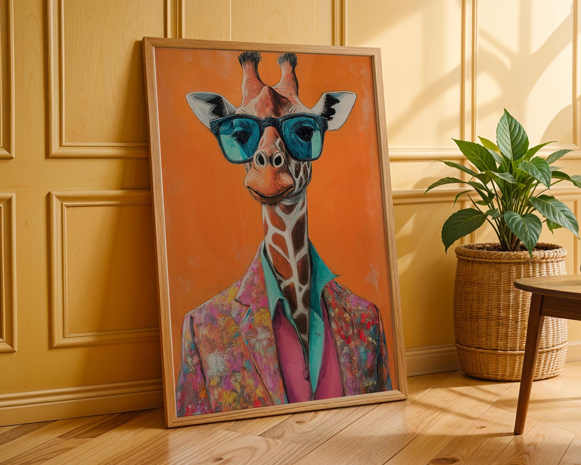 Giraffe in Sunglasses Wall Art | Retro Pop Print wall art print, modern home decor, unframed artwork by Nomad & Nest