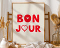 Positive Emotion | Bon Jour | Playful Love Typography Print | Modern Valentine Wall Art wall art print, modern home decor, unframed artwork by Nomad & Nest