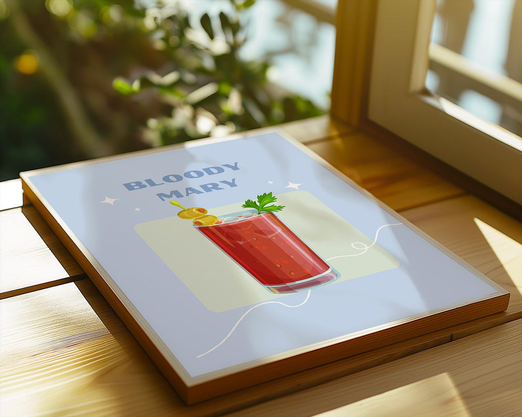 Retro Bloody Mary Cocktail Print | Classic Bar Cart Illustration wall art print, modern home decor, unframed artwork by Nomad & Nest