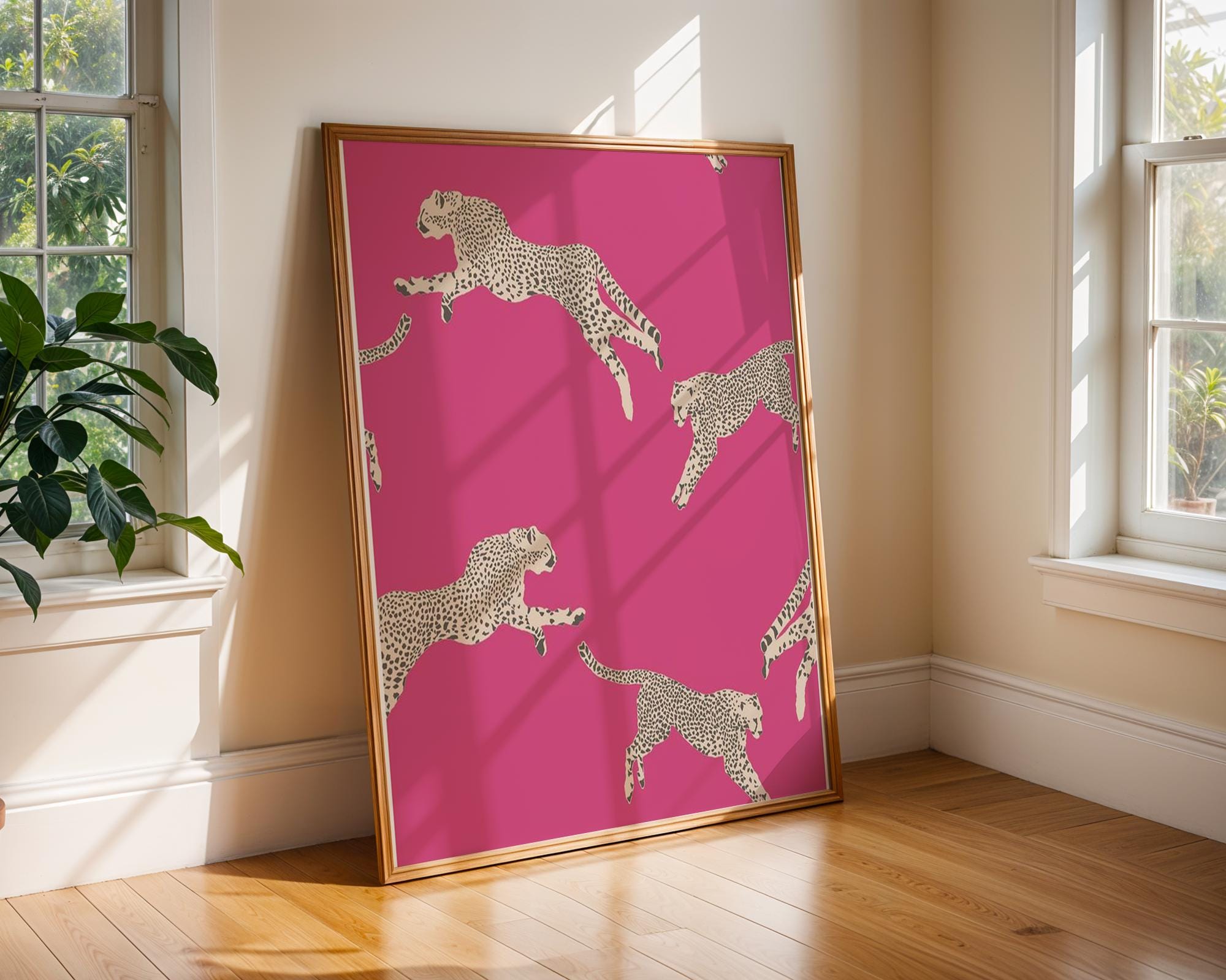 Pink Cheetah Print | Modern Animal Illustration, Safari Decor wall art print, modern home decor, unframed artwork by Nomad & Nest