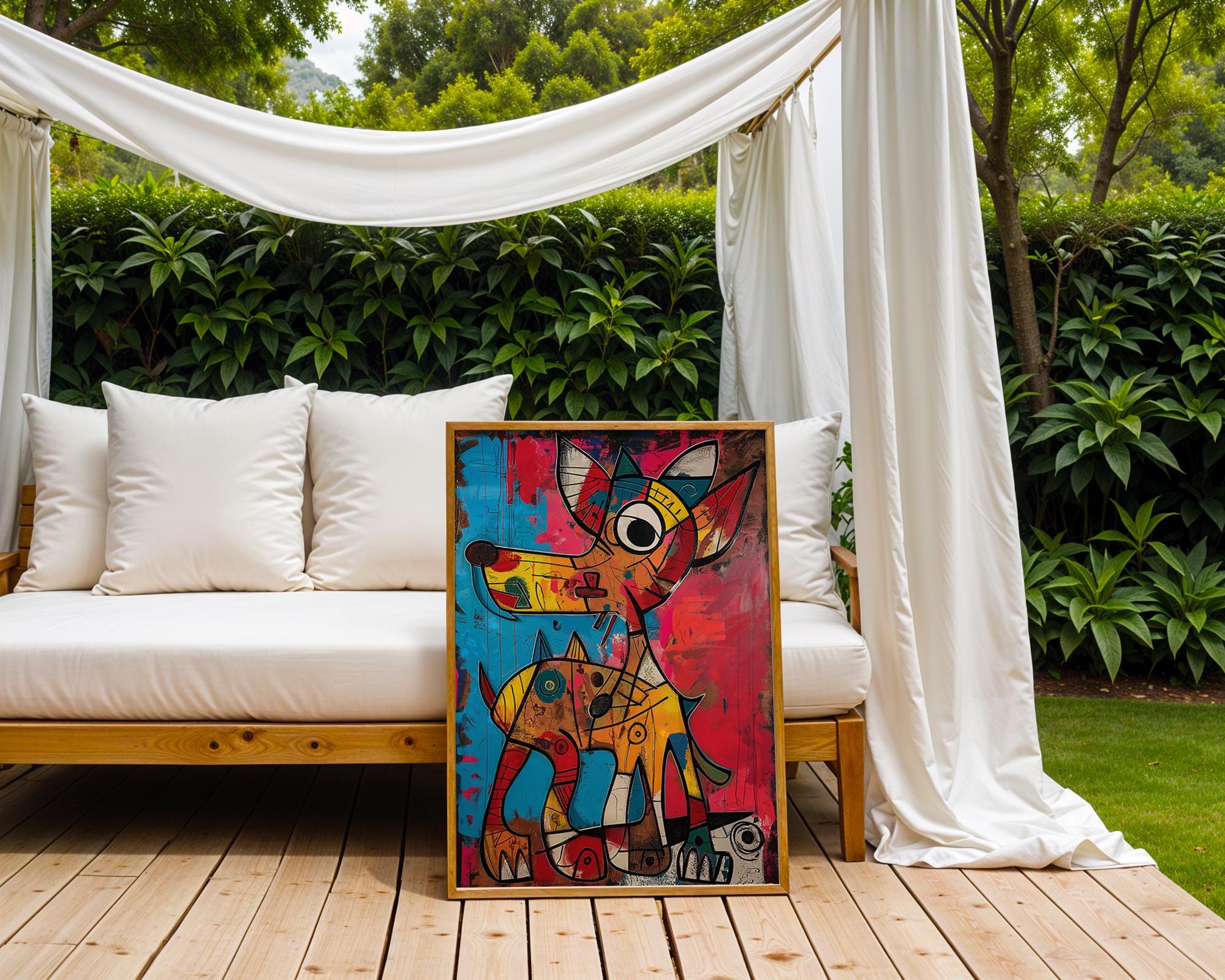 Abstract Dog Art Print | Colorful Cubist Animal Illustration wall art print, modern home decor, unframed artwork by Nomad & Nest