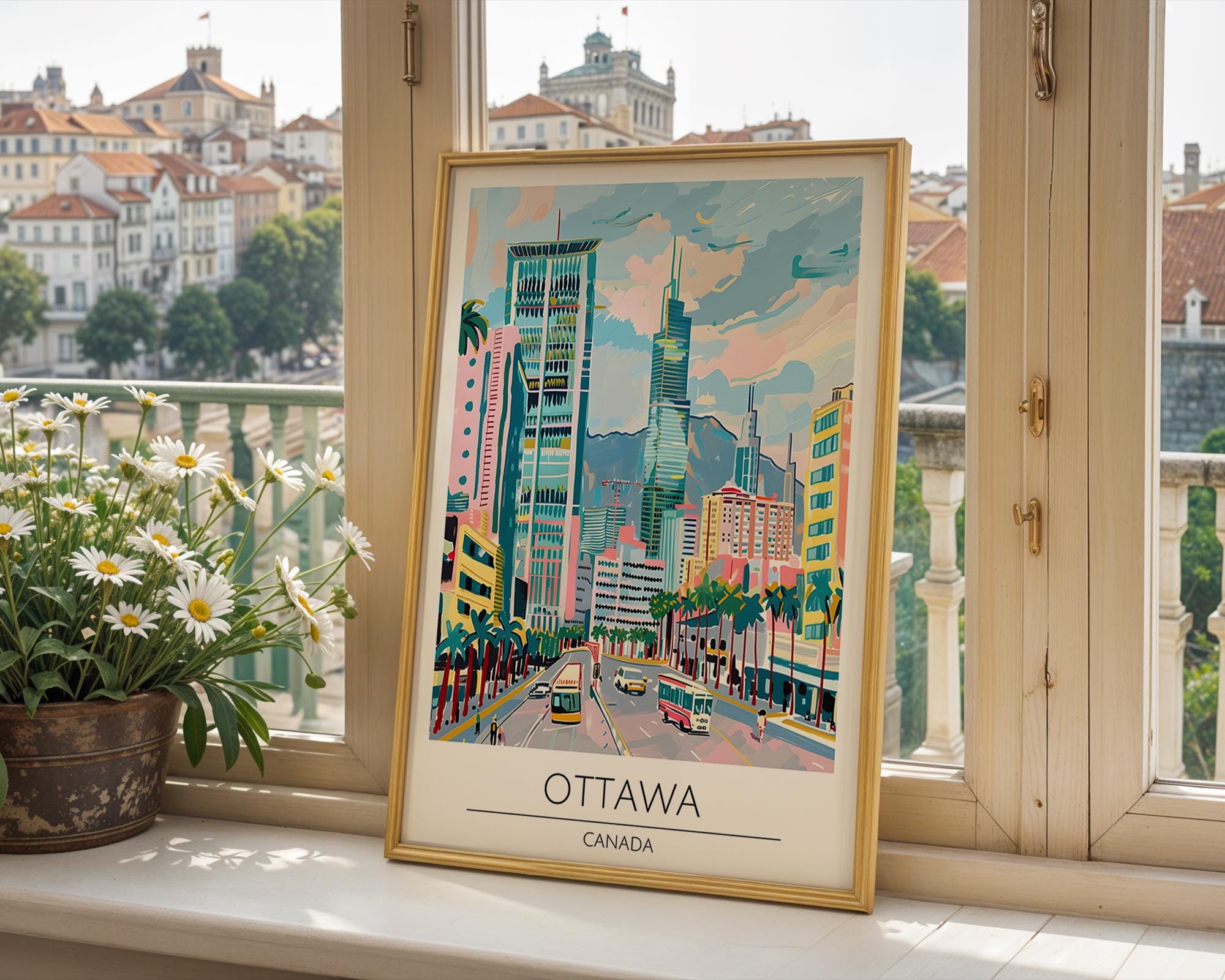 Ottawa Canada Travel Poster | Colorful Cityscape Wall Art wall art print, modern home decor, unframed artwork by Nomad & Nest