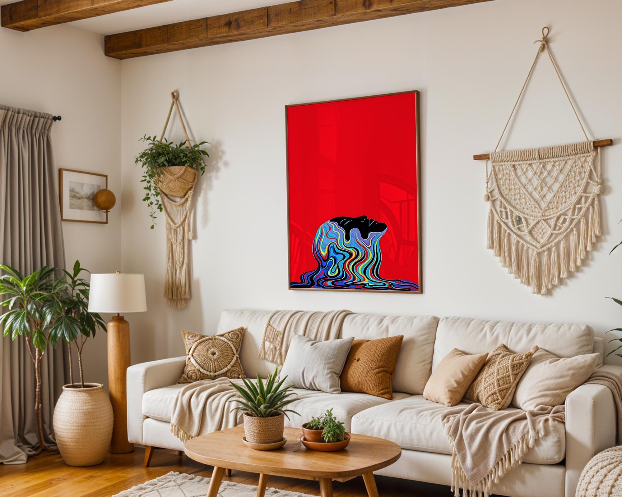 Modern Pop Art | Abstract Female Silhouette  Print | Red  Portrait wall art print, modern home decor, unframed artwork by Nomad & Nest