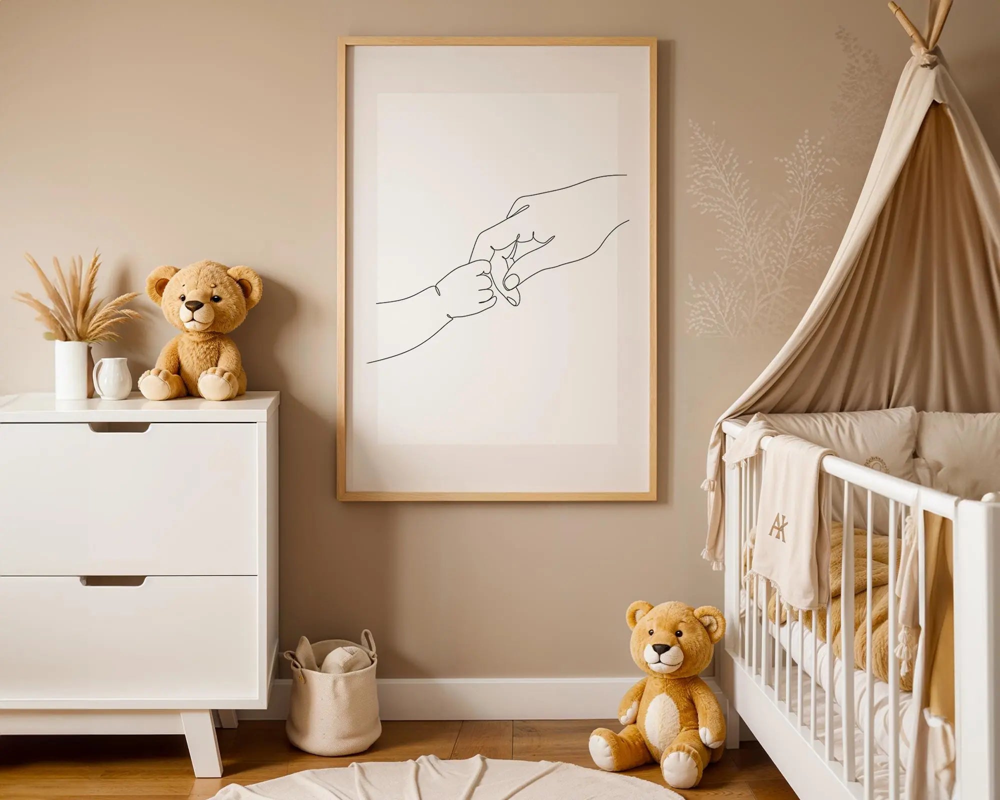Playroom Ideas | Minimal Hands Nursery Print | Parent Baby Line Art wall art print, modern home decor, unframed artwork by Nomad & Nest
