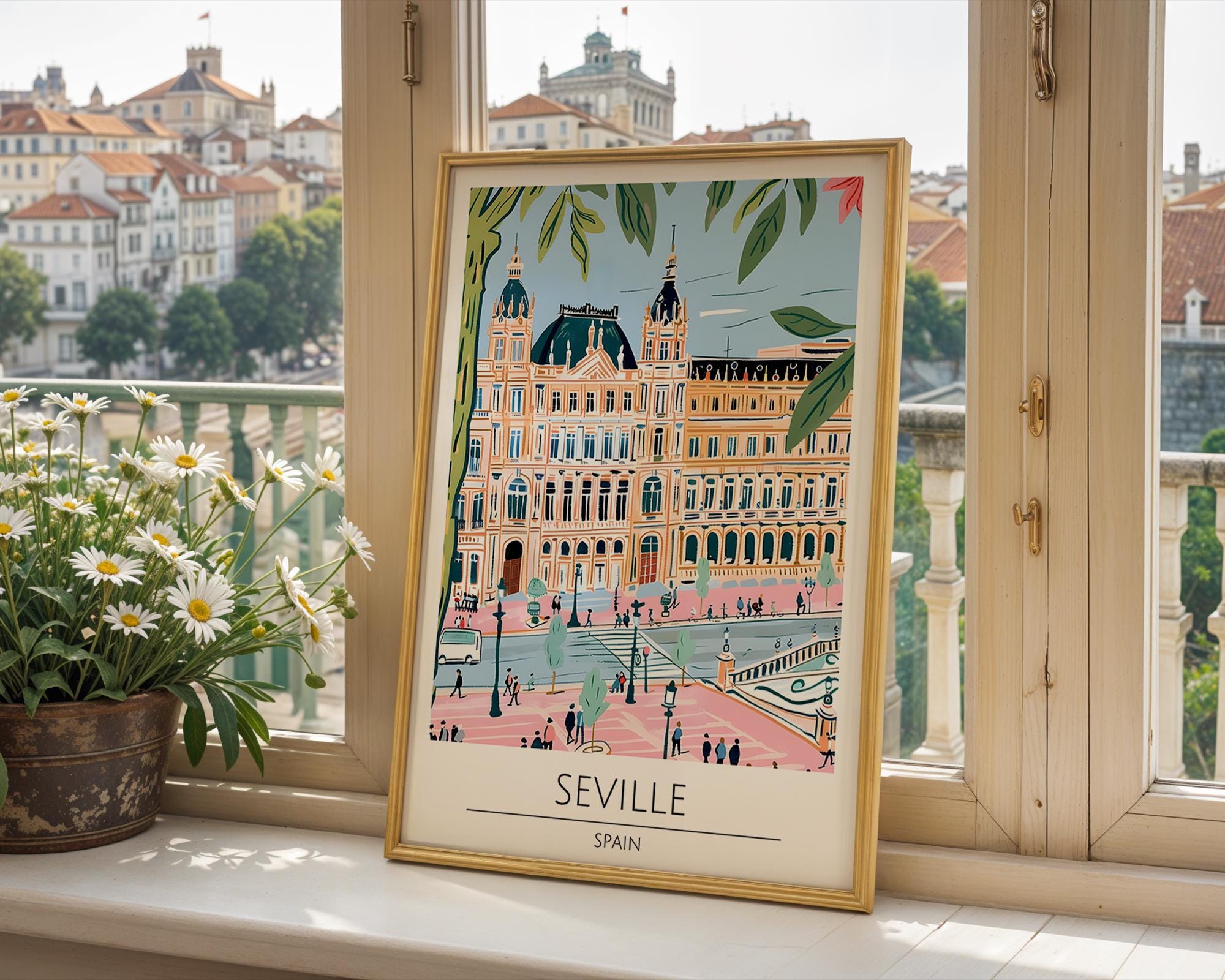 Seville Spain Travel Poster | Sagrada Familia Architecture Print wall art print, modern home decor, unframed artwork by Nomad & Nest