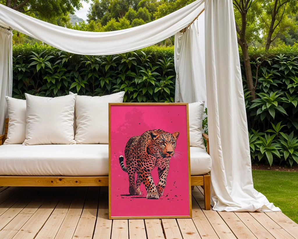 Leopard on Hot Pink Print | Bold Animal Wall Art wall art print, modern home decor, unframed artwork by Nomad & Nest