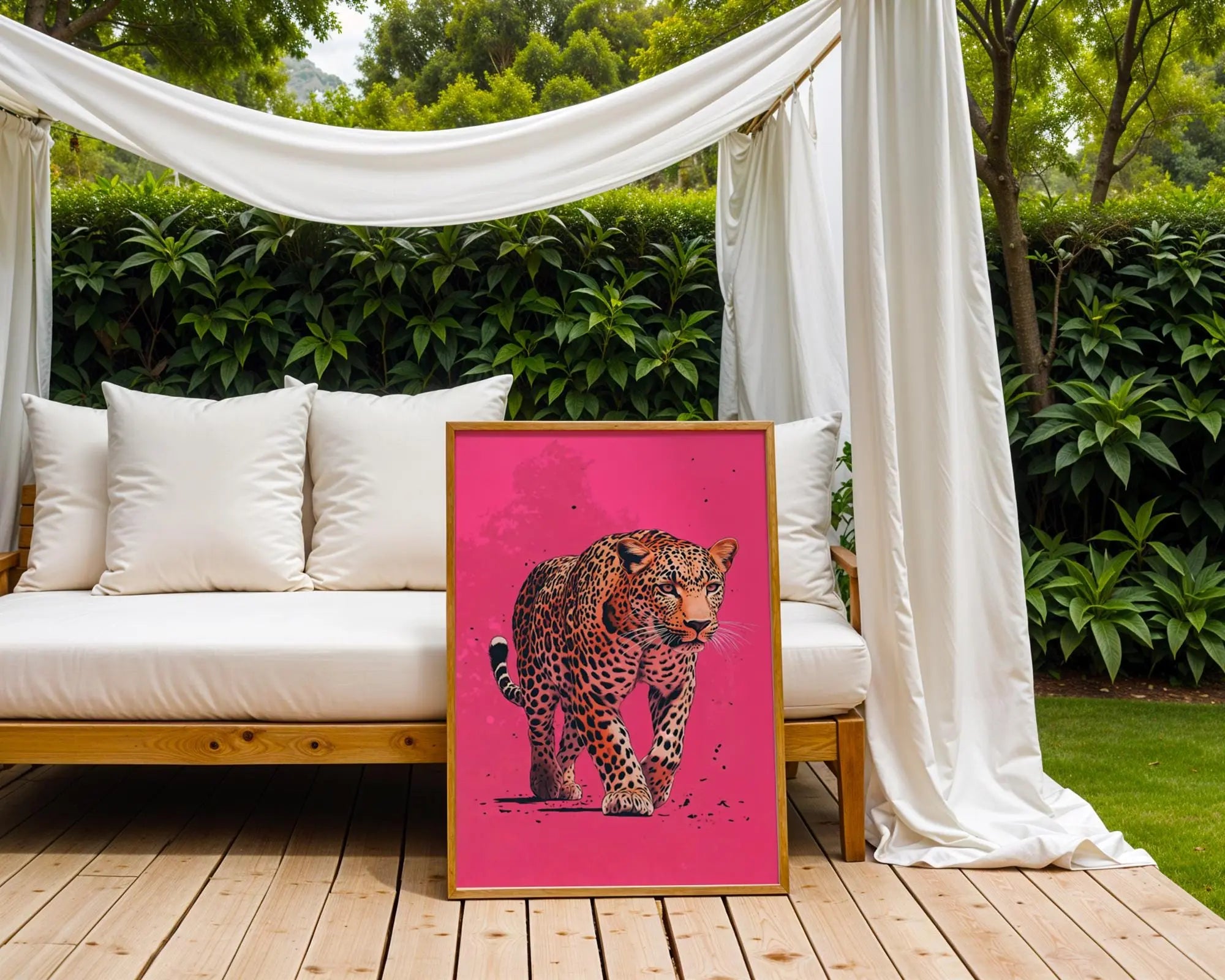 Leopard on Hot Pink Print | Bold Animal Wall Art wall art print, modern home decor, unframed artwork by Nomad & Nest
