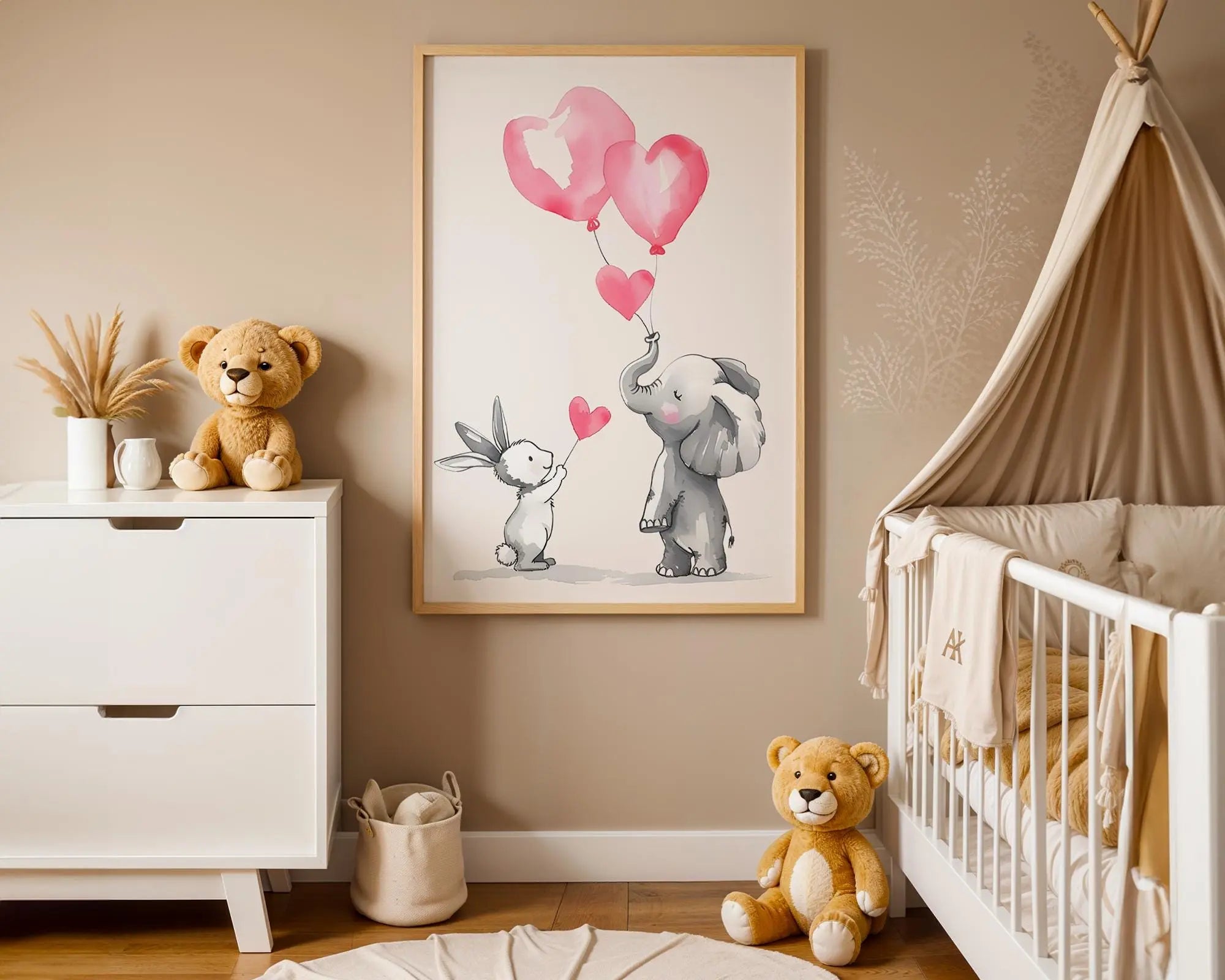Playroom Ideas | Elephant Balloon Nursery Art | Safari Love Baby Wall Print wall art print, modern home decor, unframed artwork by Nomad & Nest