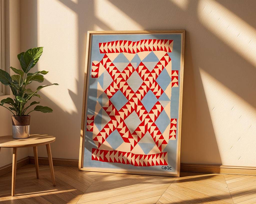 Red Blue Geometric Art Print | Modern Minimalist Decor wall art print, modern home decor, unframed artwork by Nomad & Nest