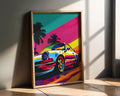 Modern Pop Art | Retro Porsche 911  Print | Tropical Sunset Coastal wall art print, modern home decor, unframed artwork by Nomad & Nest