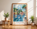 Portofino Italy Travel Poster | Colourful Seaside Village Art Print wall art print, modern home decor, unframed artwork by Nomad & Nest