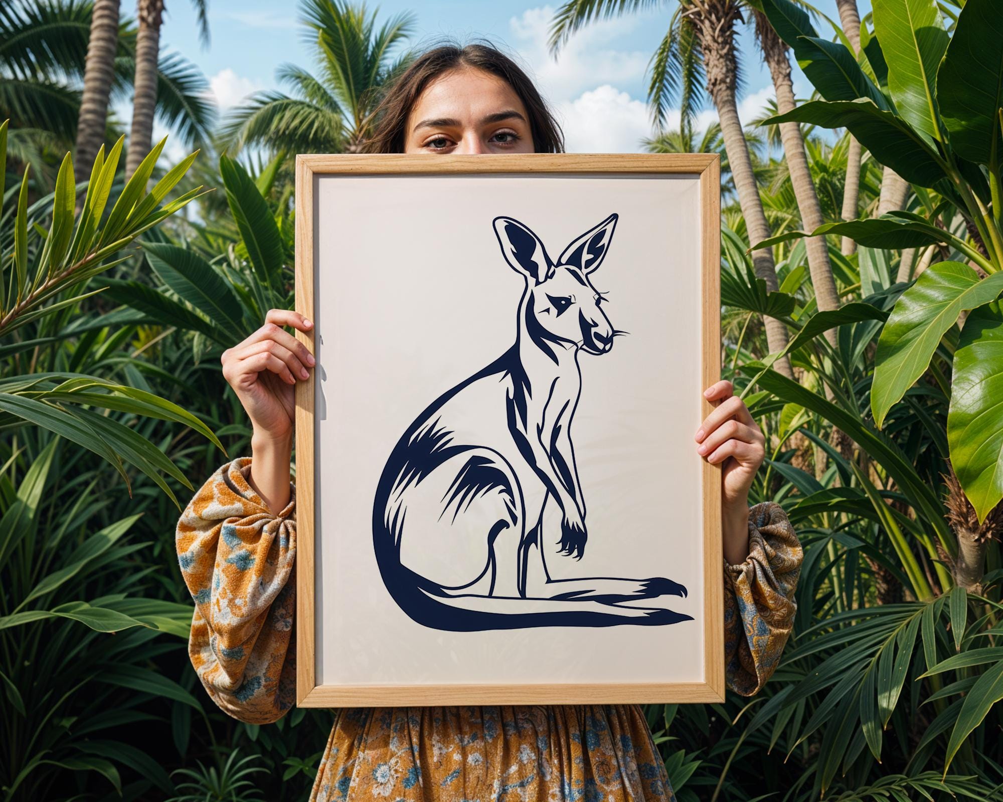 Kangaroo Wall Art Print, Modern Wildlife Poster wall art print, modern home decor, unframed artwork by Nomad & Nest