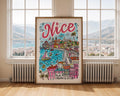 Nice France Poster | Colorful Hand-Drawn Travel Print wall art print, modern home decor, unframed artwork by Nomad & Nest