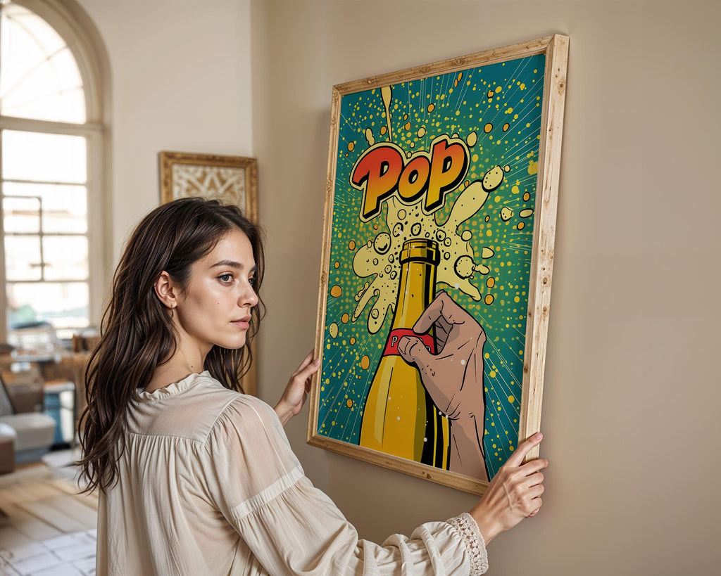 Modern Pop Art | Champagne  Print | Retro Kitchen & Bar Decor wall art print, modern home decor, unframed artwork by Nomad & Nest