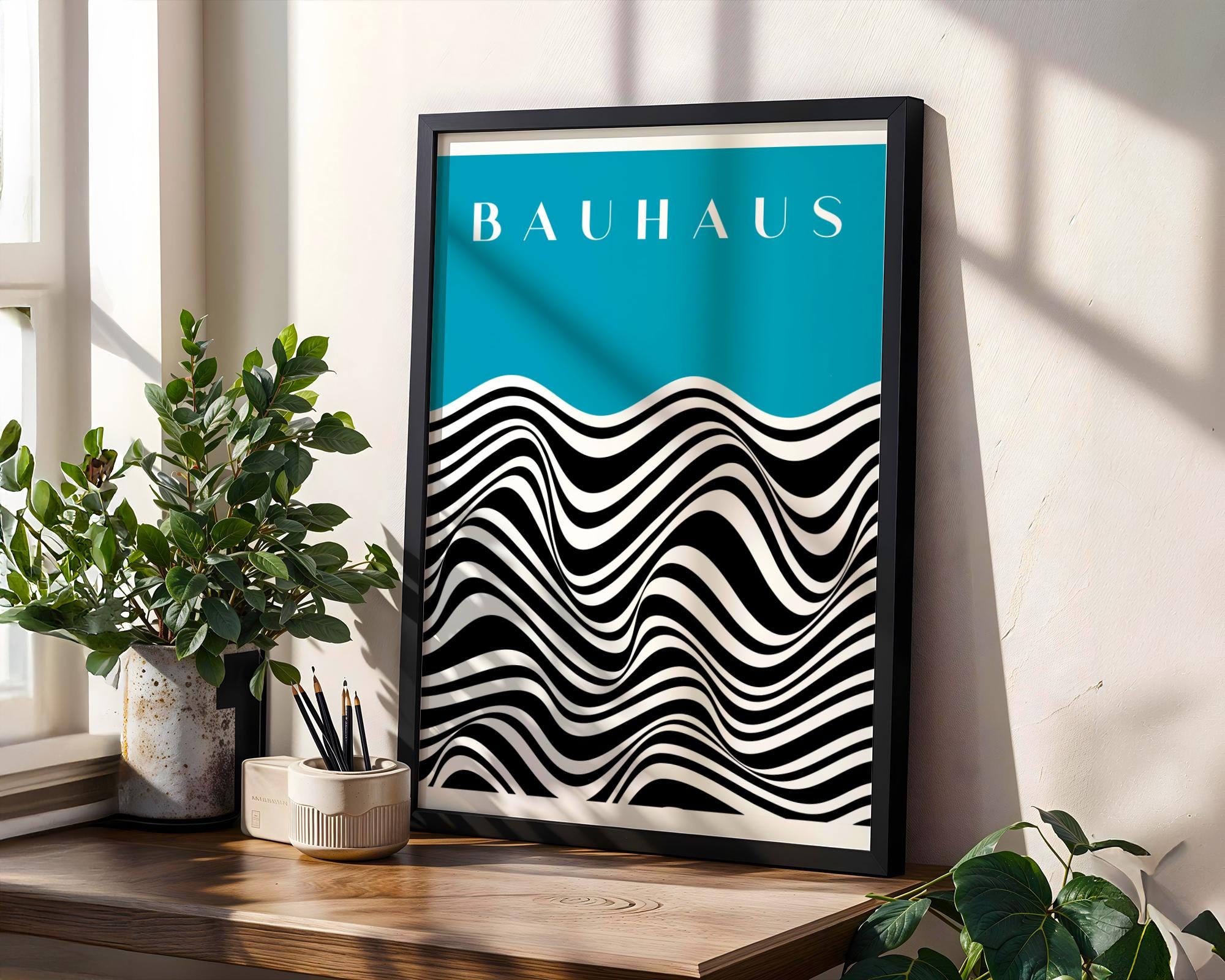 Bauhaus Poster Art Print | Modern Geometric Wavy Lines wall art print, modern home decor, unframed artwork by Nomad & Nest