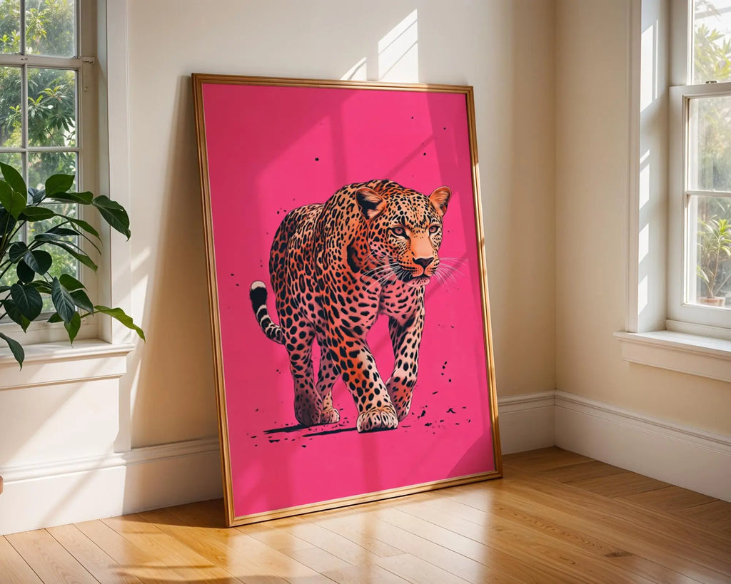 Leopard on Hot Pink Print | Bold Animal Wall Art wall art print, modern home decor, unframed artwork by Nomad & Nest