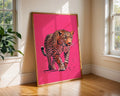 Leopard on Hot Pink Print | Bold Animal Wall Art wall art print, modern home decor, unframed artwork by Nomad & Nest