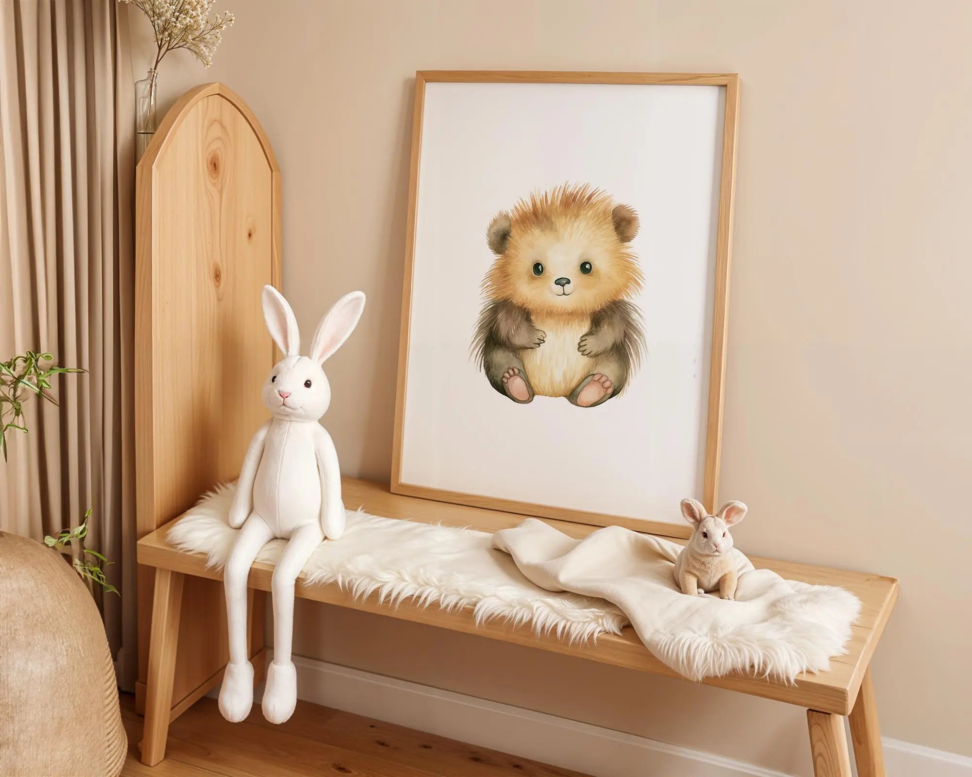 Playroom Ideas | Hedgehog Nursery Wall Art | Woodland Animal Baby Print wall art print, modern home decor, unframed artwork by Nomad & Nest