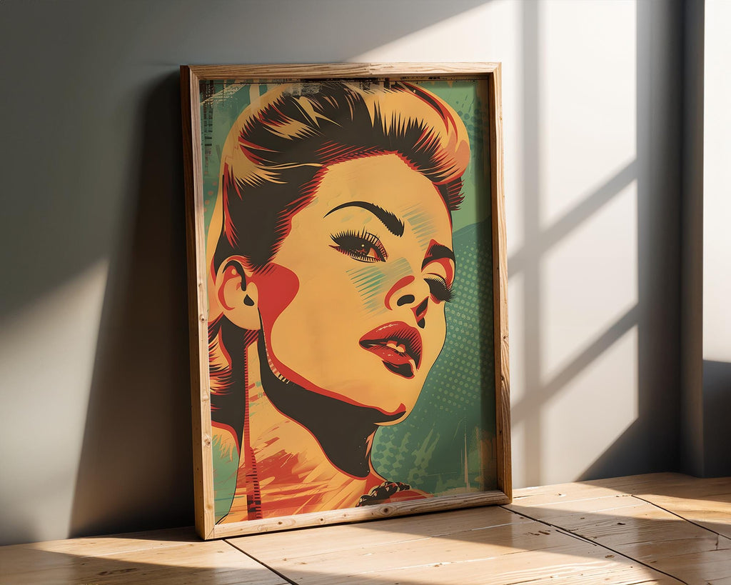 Modern Pop Art | Retro  Woman Portrait | Vintage Pin-Up Style  Print wall art print, modern home decor, unframed artwork by Nomad & Nest