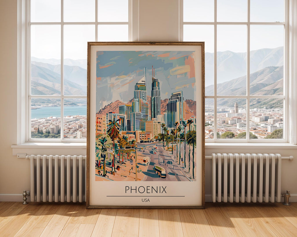 Phoenix Arizona Art Print | Desert City Skyline Poster wall art print, modern home decor, unframed artwork by Nomad & Nest
