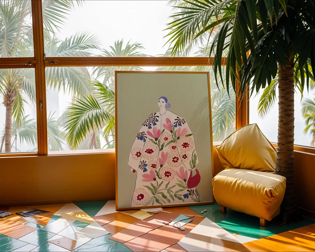 Floral Woman Art Print | Modern Fashion Illustration, Stylish Home Decor wall art print, modern home decor, unframed artwork by Nomad & Nest