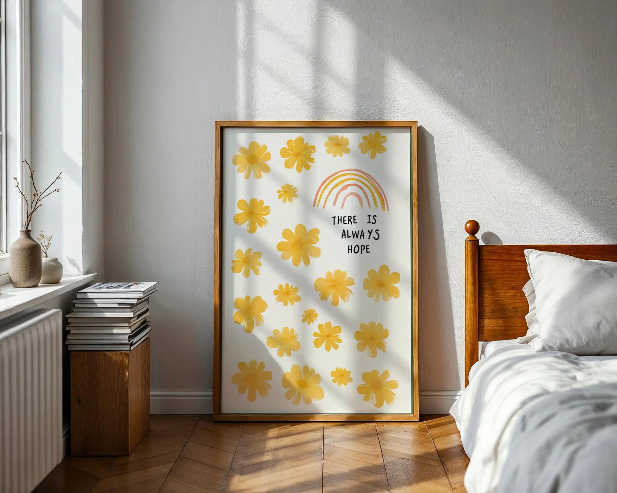 Floral Rainbow Art Print | Uplifting Home Decor wall art print, modern home decor, unframed artwork by Nomad & Nest