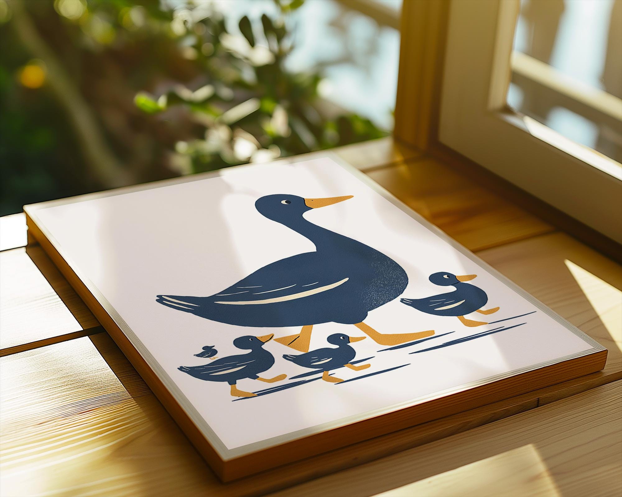Mother Duck & Ducklings Art Print, Modern Nursery Decor wall art print, modern home decor, unframed artwork by Nomad & Nest