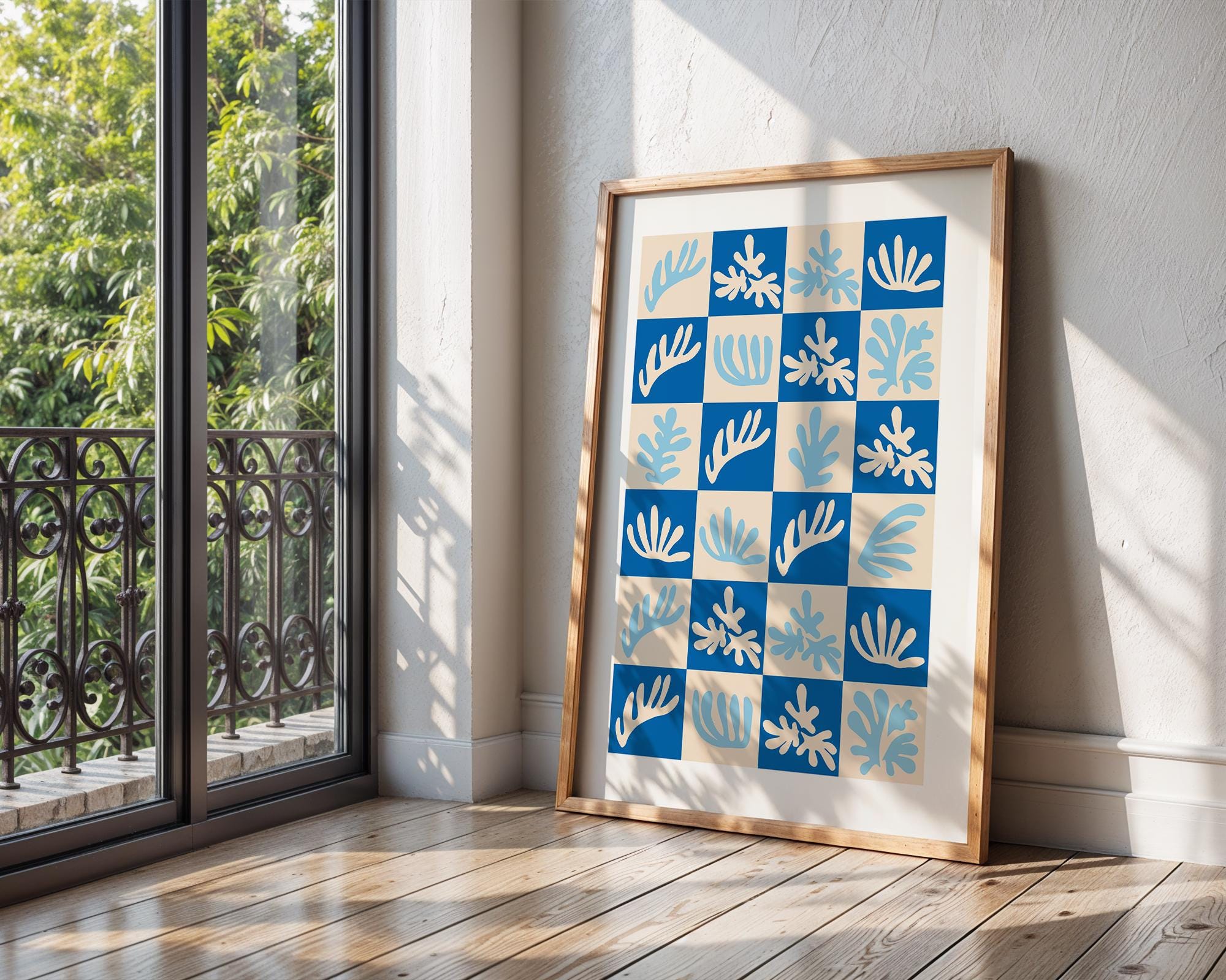 Matisse Style Blue Leaf Print | Coastal Modern Art Poster wall art print, modern home decor, unframed artwork by Nomad & Nest