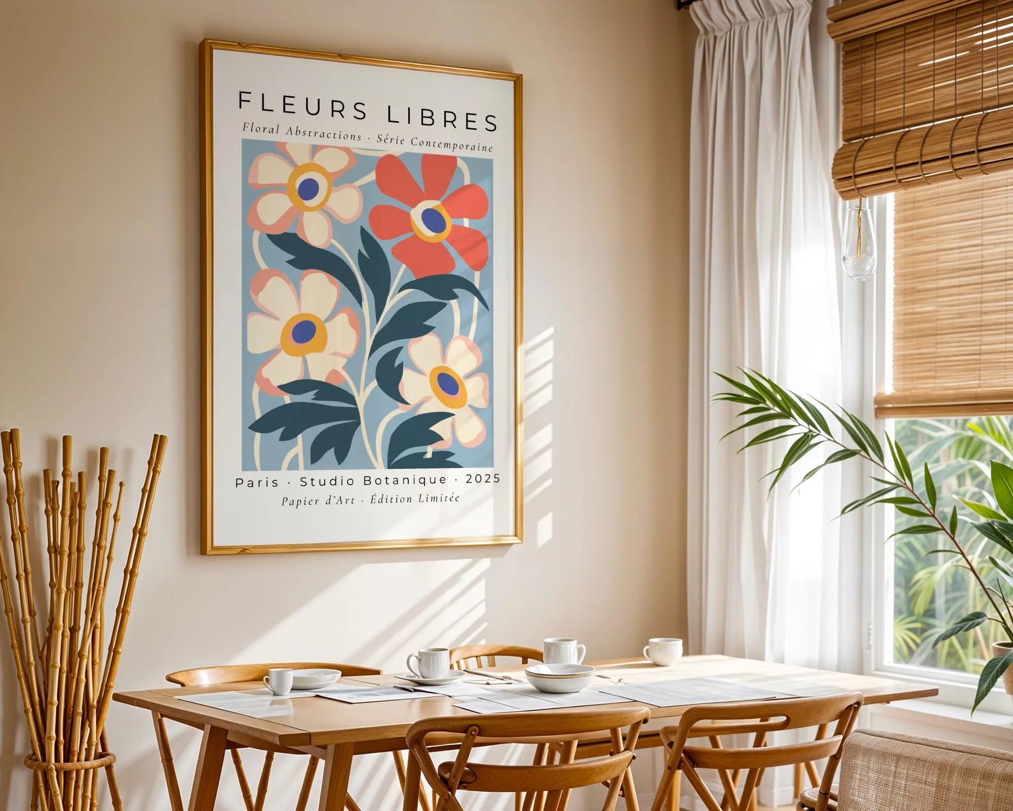 Mid Century Floral Art Print | Parisian Abstract Flowers wall art print, modern home decor, unframed artwork by Nomad & Nest