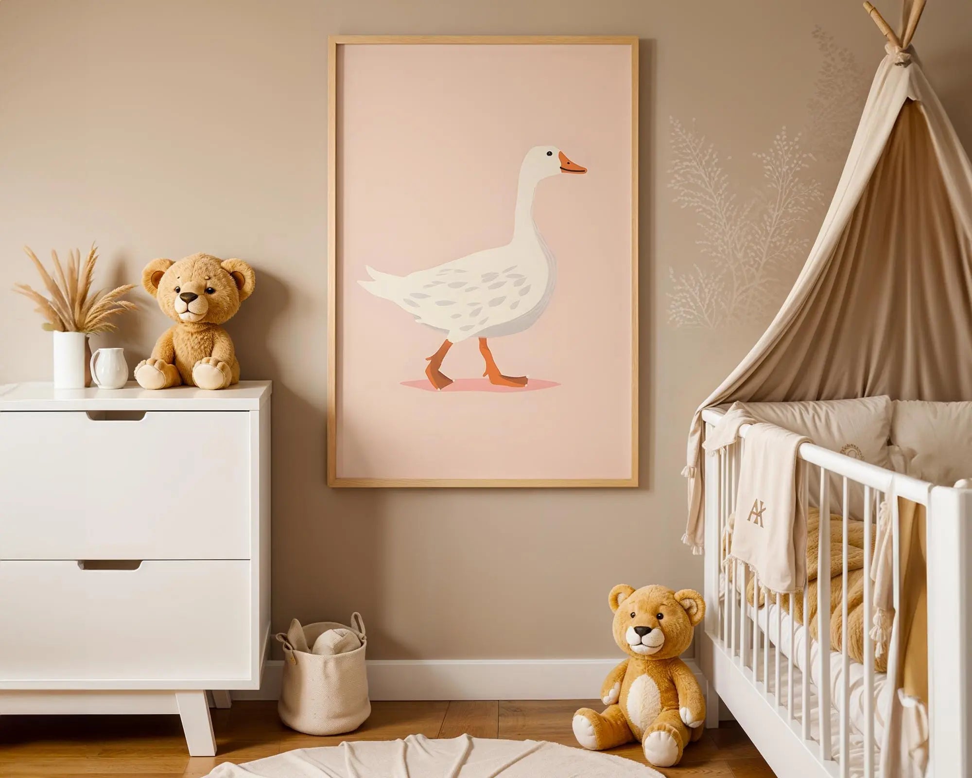Playroom Ideas | Goose Nursery Wall Art | Minimal Farm Animal Baby Print wall art print, modern home decor, unframed artwork by Nomad & Nest