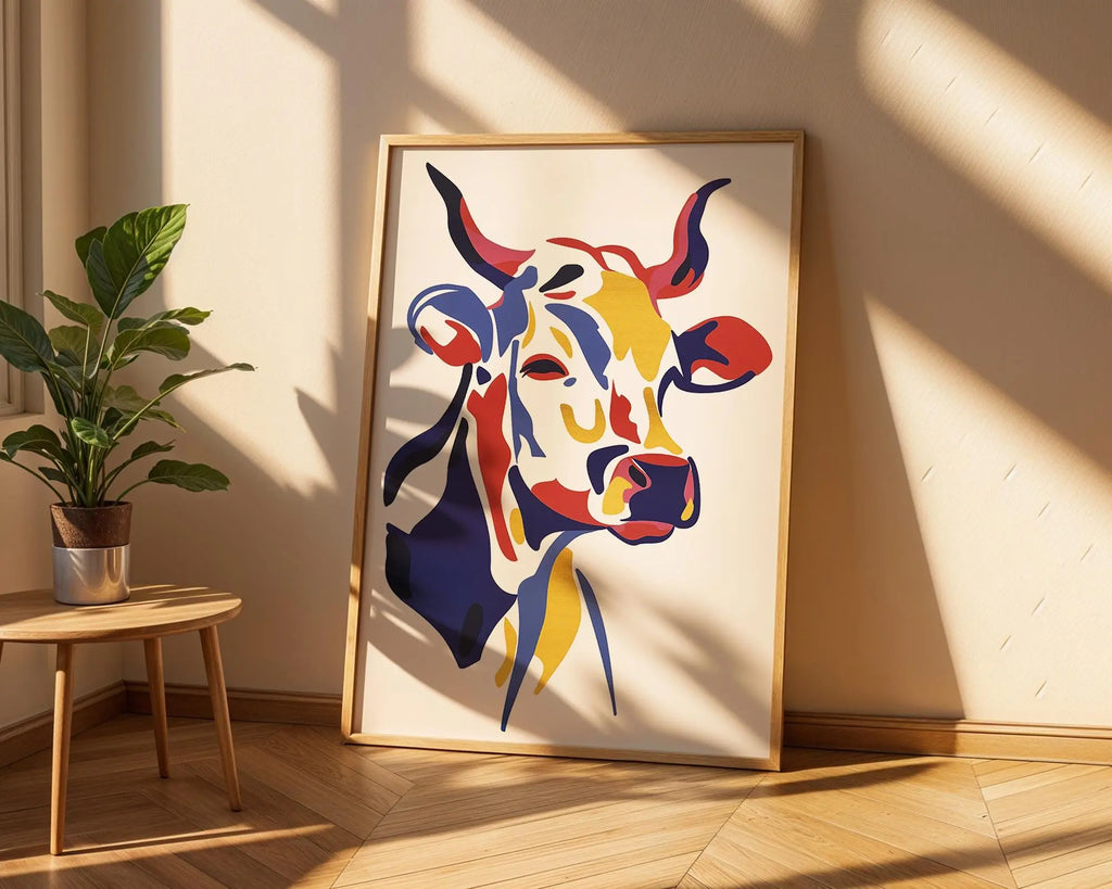 Pop Art Cow Print | Colorful Farmhouse Animal Poster wall art print, modern home decor, unframed artwork by Nomad & Nest