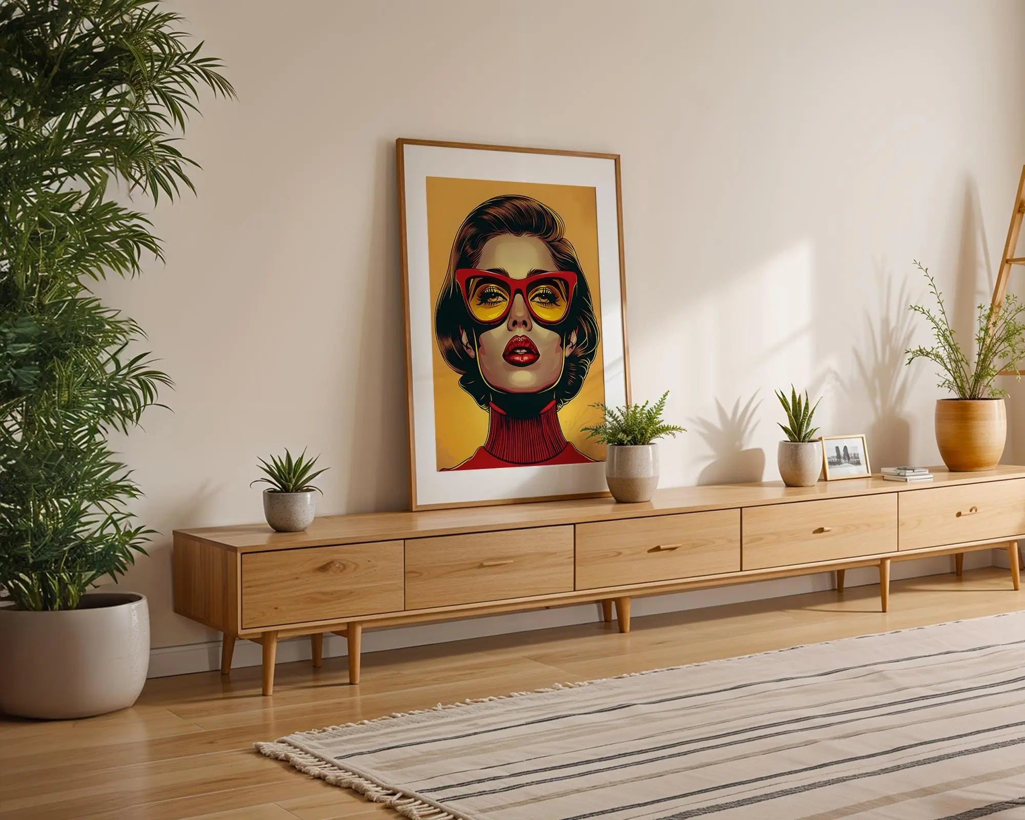 Modern Pop Art | Woman Portrait | Red Glasses, Mid-Century Fashion Print wall art print, modern home decor, unframed artwork by Nomad & Nest