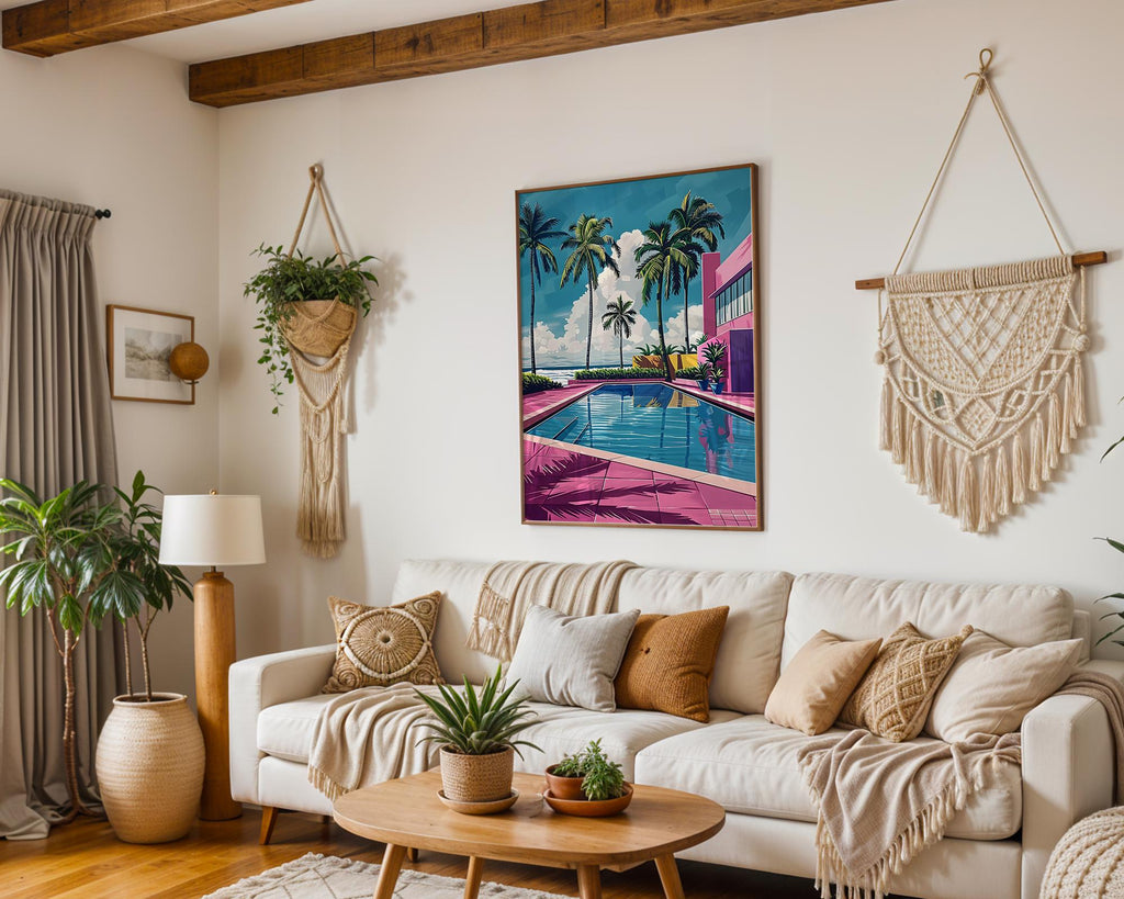 Modern Pop Art | Pink Poolside Palm Tree  Print | Modern Coastal Decor wall art print, modern home decor, unframed artwork by Nomad & Nest