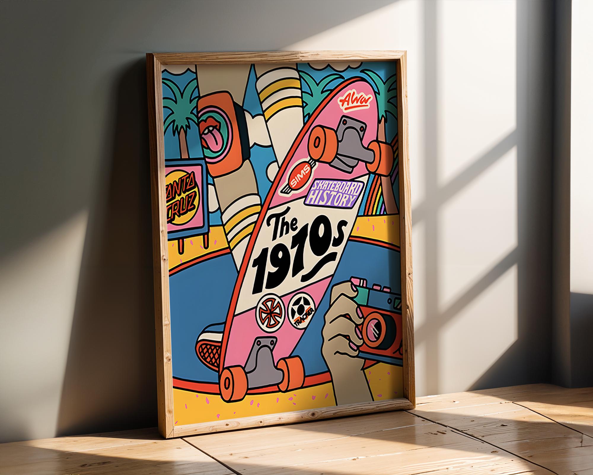 Modern Pop Art | Retro 1970s Skateboard Print | Vintage Skater   Decor wall art print, modern home decor, unframed artwork by Nomad & Nest