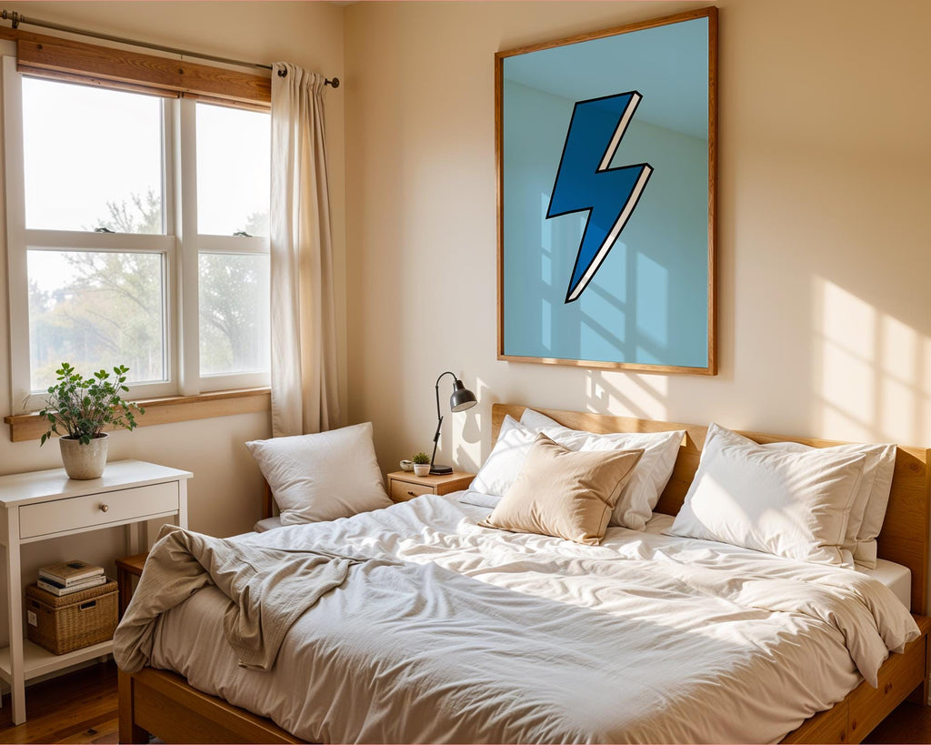 Blue Lightning Bolt Print | Trendy Pop Art Poster wall art print, modern home decor, unframed artwork by Nomad & Nest