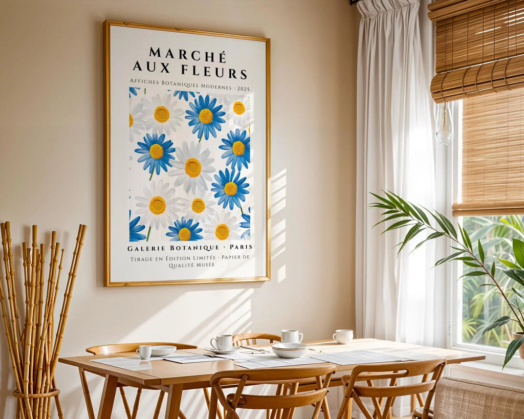 Blue Daisy Print | French Botanical Art, Marche Aux Fleurs wall art print, modern home decor, unframed artwork by Nomad & Nest