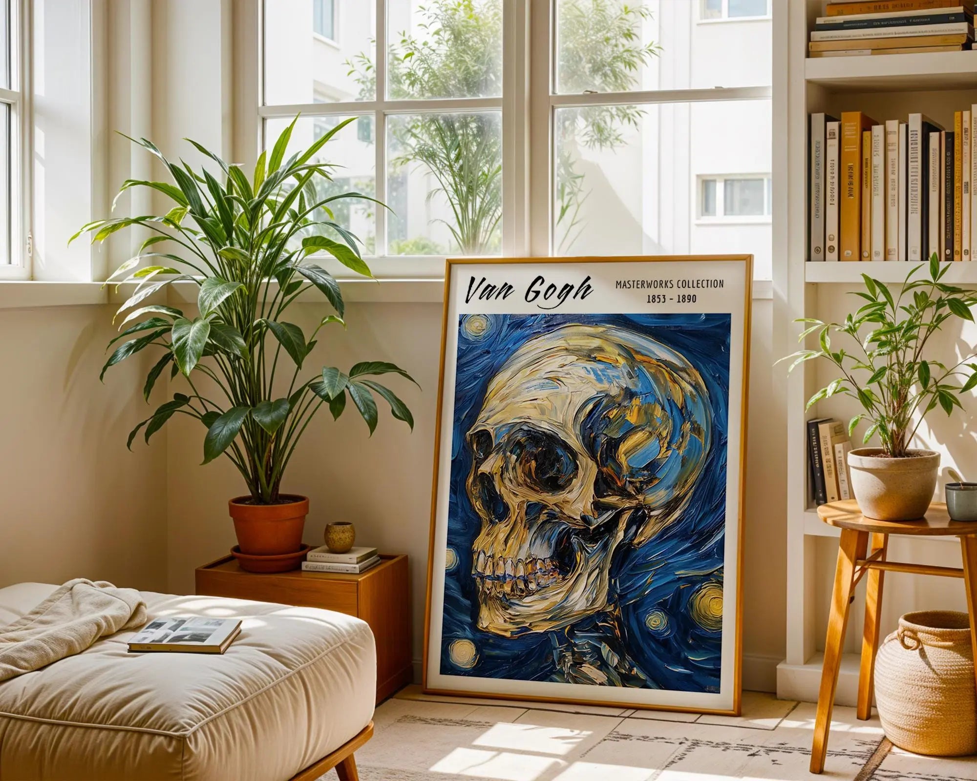Van Gogh Print | Starry Night Skull Art  | Gothic Home Decor wall art print, modern home decor, unframed artwork by Nomad & Nest
