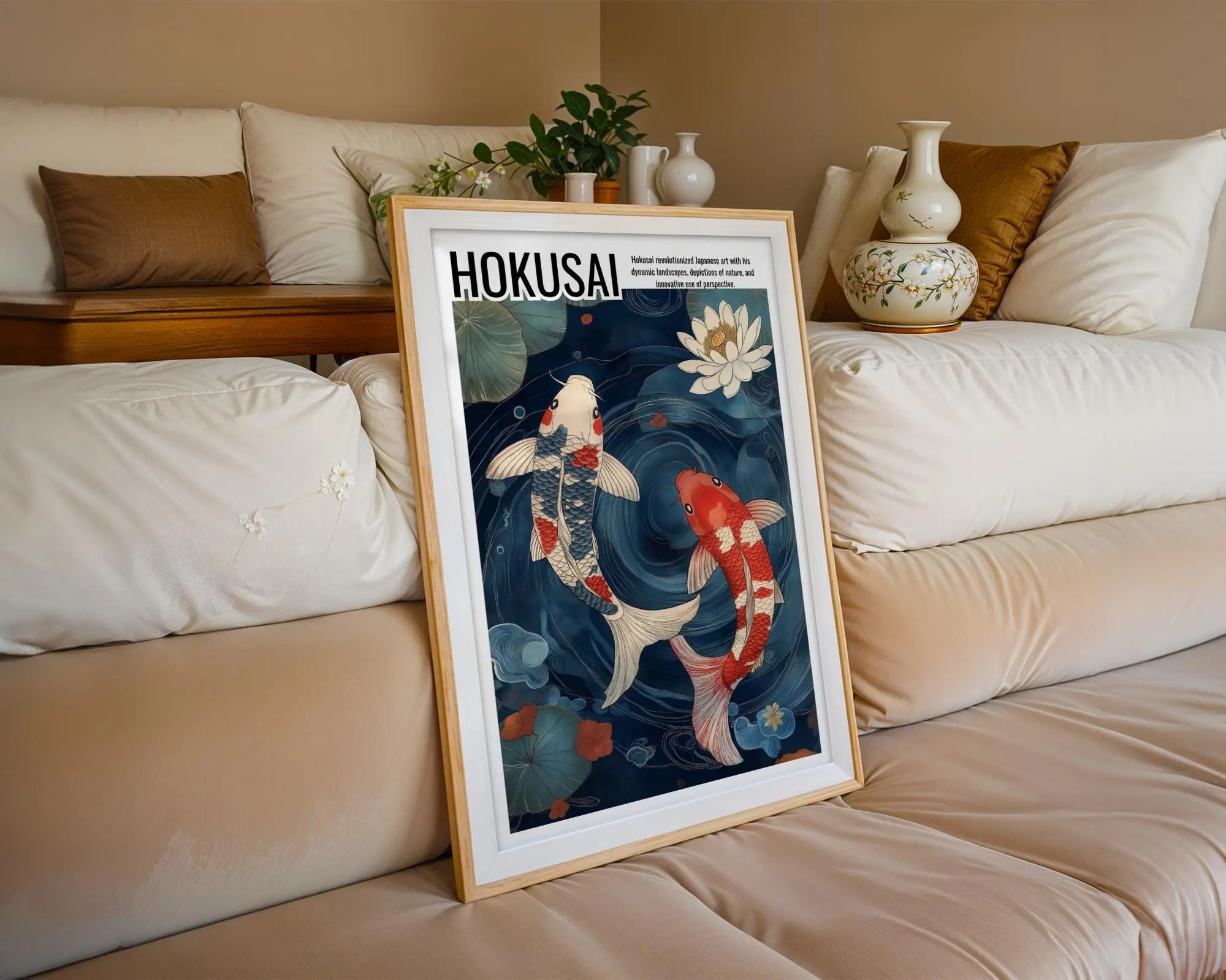 Japanese Poster | Koi Fish Art Print -  Hokusai Style Zen Decor wall art print, modern home decor, unframed artwork by Nomad & Nest