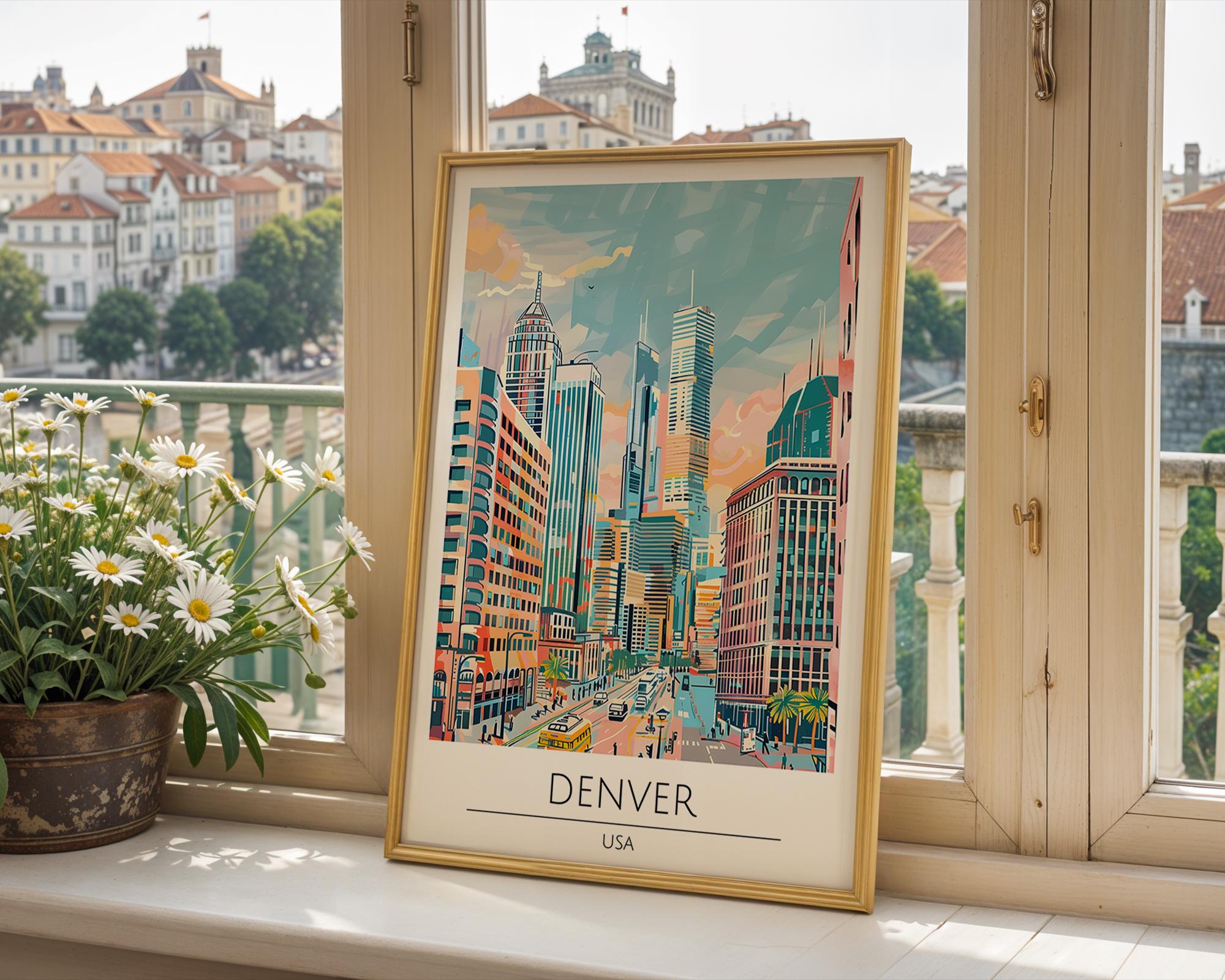 Denver Colorado Skyline Art Print | Modern USA Travel Poster wall art print, modern home decor, unframed artwork by Nomad & Nest