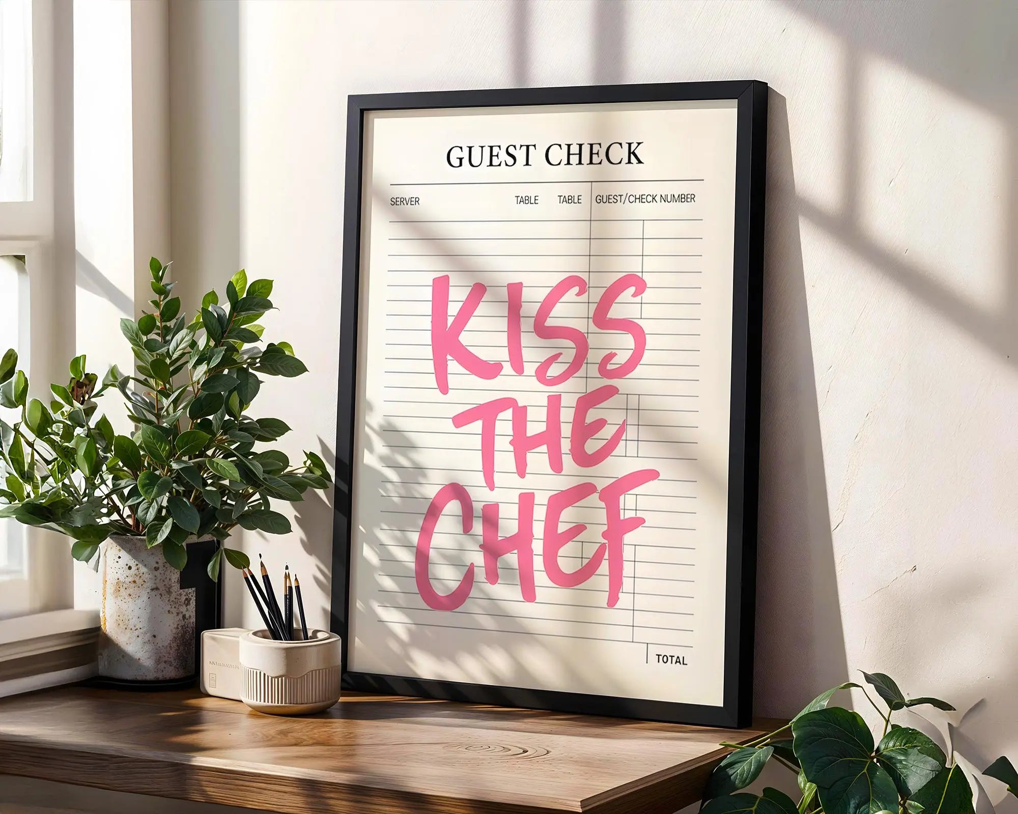 Kiss The Chef Print | Retro Restaurant Wall Art wall art print, modern home decor, unframed artwork by Nomad & Nest