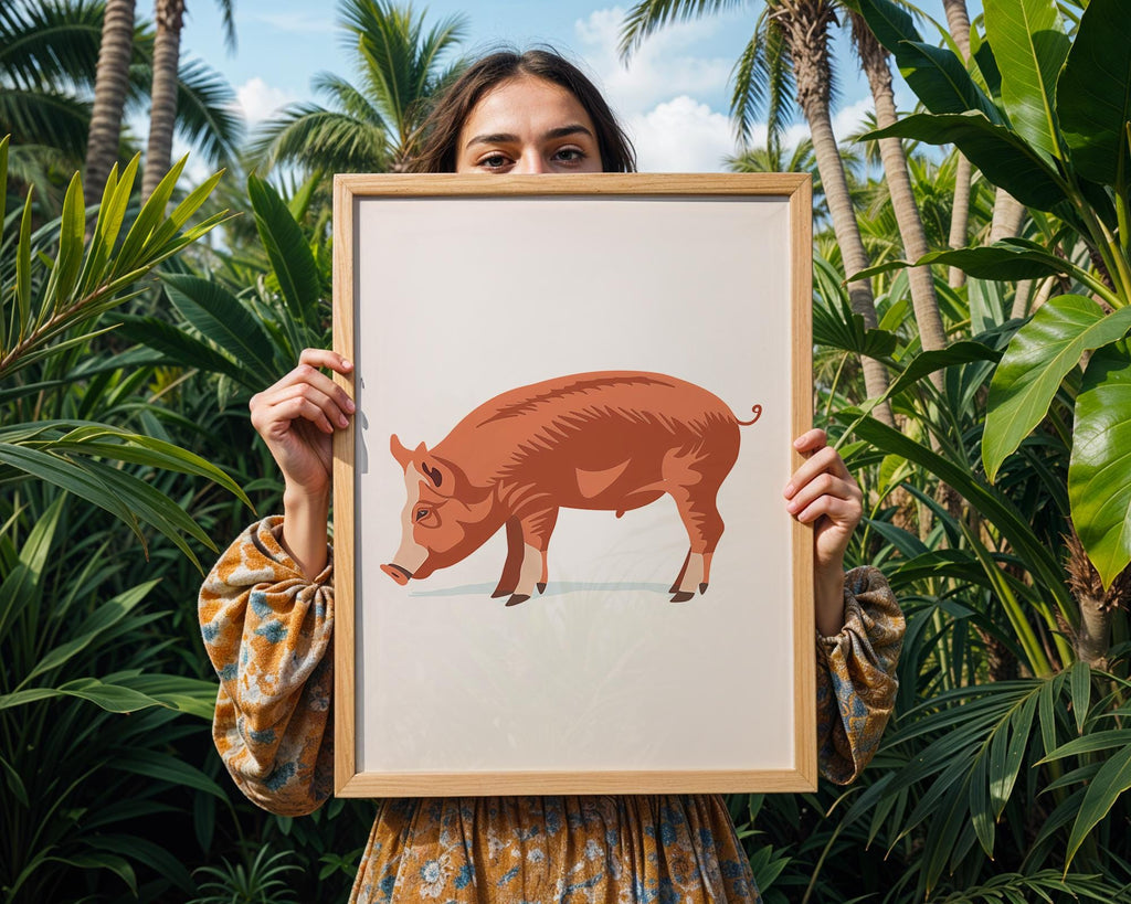 Red Pig Art Print, Modern Farmhouse Decor wall art print, modern home decor, unframed artwork by Nomad & Nest