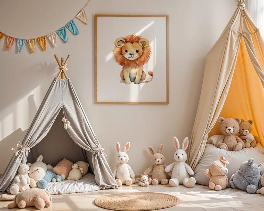 Playroom Ideas | Lion Nursery Wall Art | Safari Animal Baby Decor wall art print, modern home decor, unframed artwork by Nomad & Nest