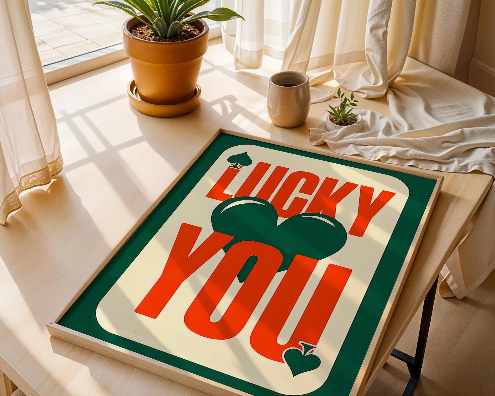 Lucky You Retro Card Art Print | Bold Typography Wall Decor wall art print, modern home decor, unframed artwork by Nomad & Nest