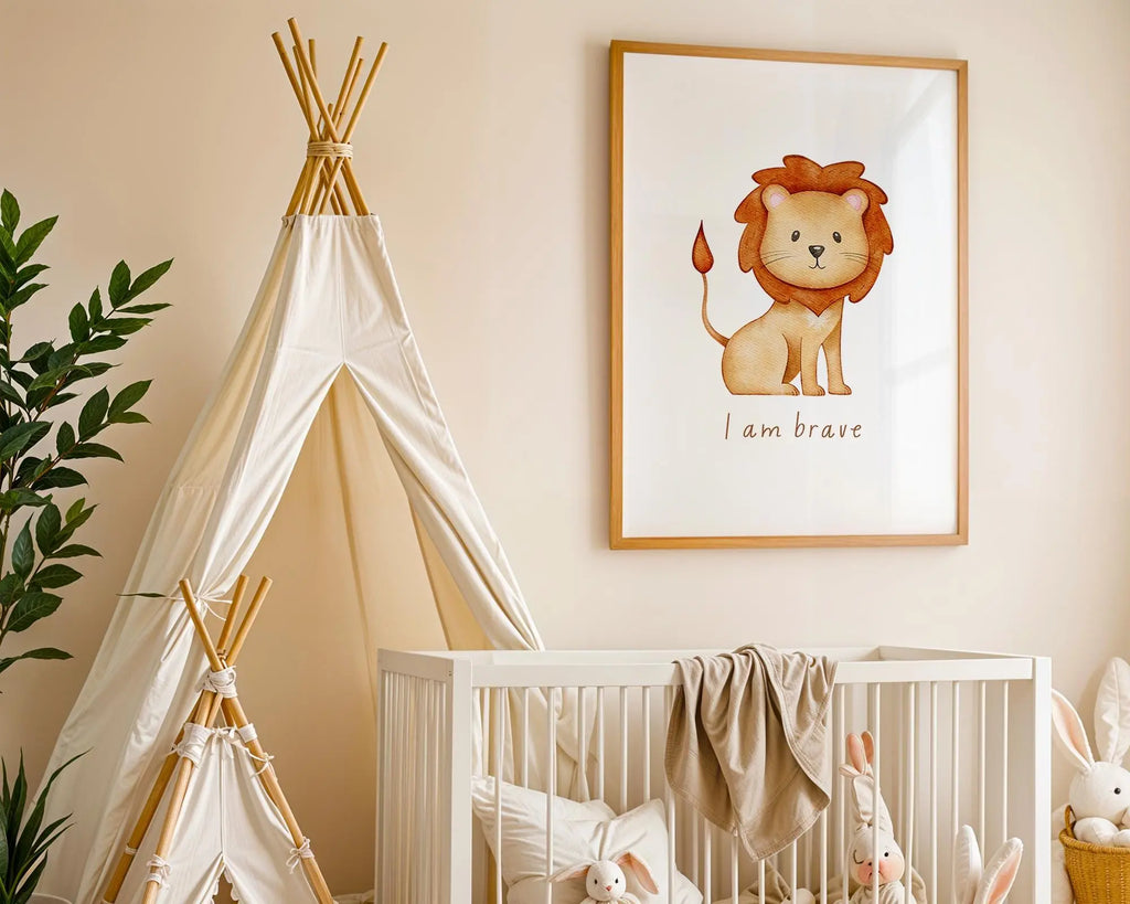 Playroom Ideas | Lion Nursery Wall Art | Safari Animal Affirmation Print wall art print, modern home decor, unframed artwork by Nomad & Nest