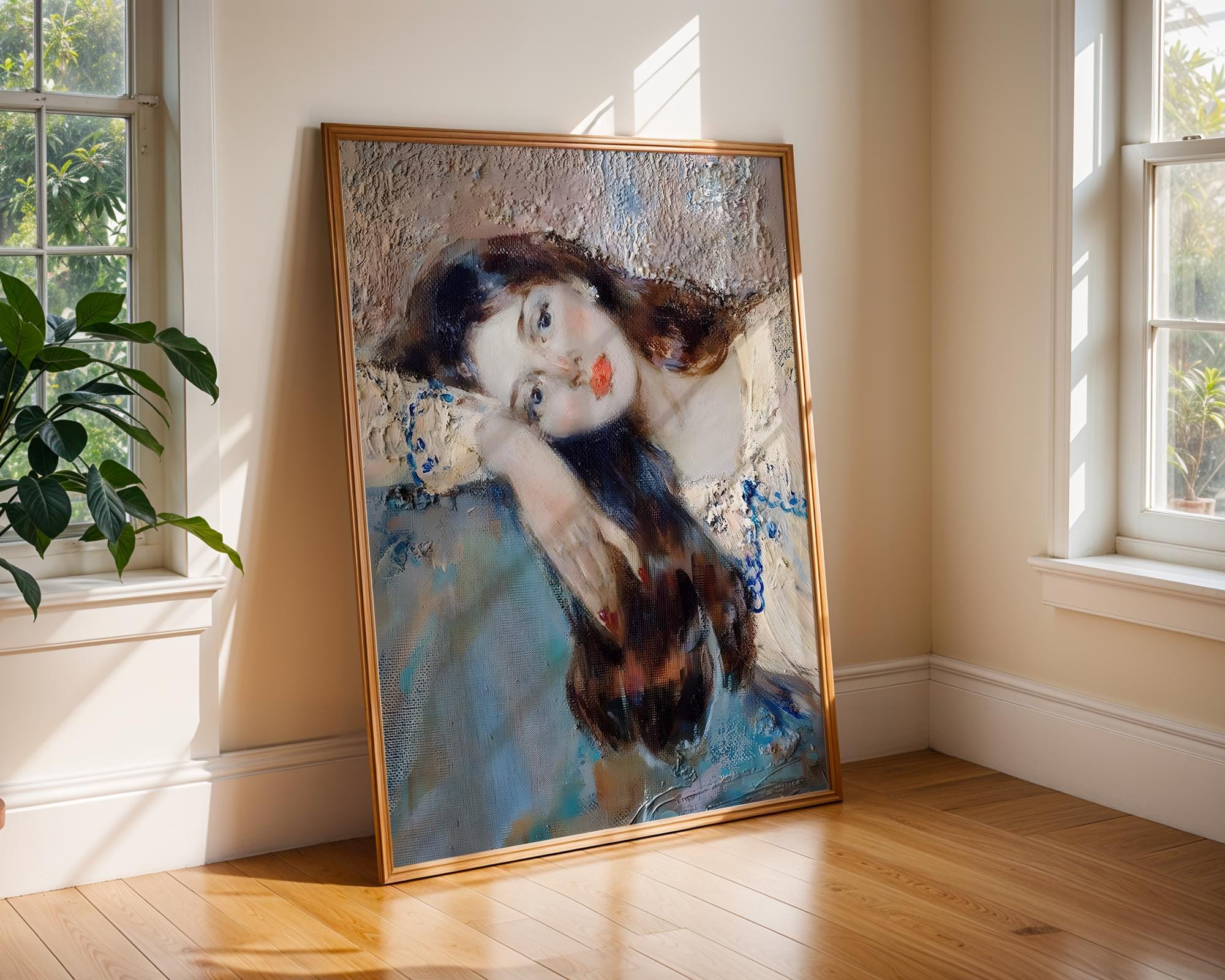 Dreamy Woman Portrait Art Print | Impressionist Textured Poster wall art print, modern home decor, unframed artwork by Nomad & Nest