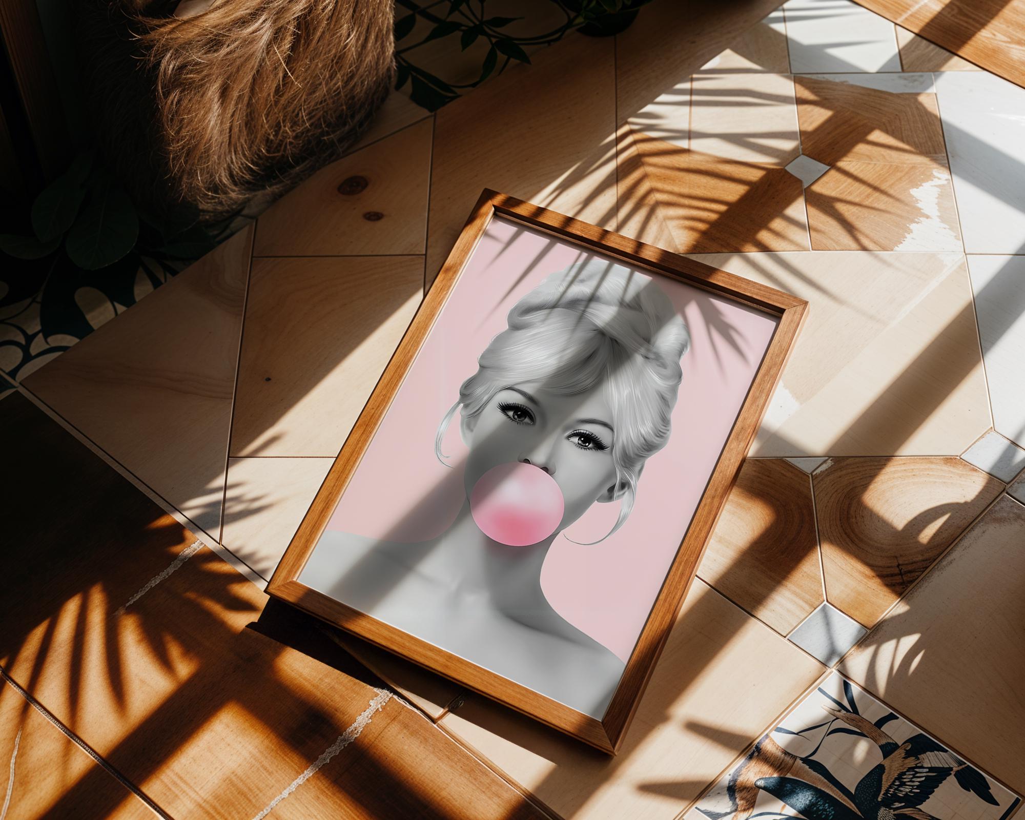 Modern Pop Art | Graffiti Girl Bubblegum Portrait Print | Bedroom Decor wall art print, modern home decor, unframed artwork by Nomad & Nest