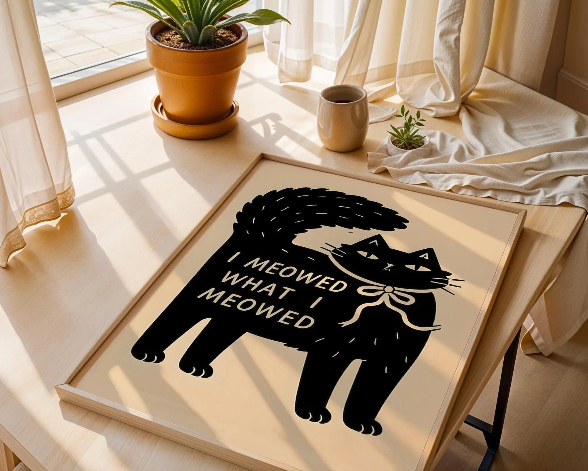 Funny Black Cat Art Print | I Meowed What I Meowed Quote wall art print, modern home decor, unframed artwork by Nomad & Nest